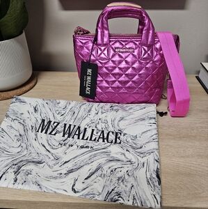 Real Leather MZ Wallace Micro Sutton Hot Pink Metallic